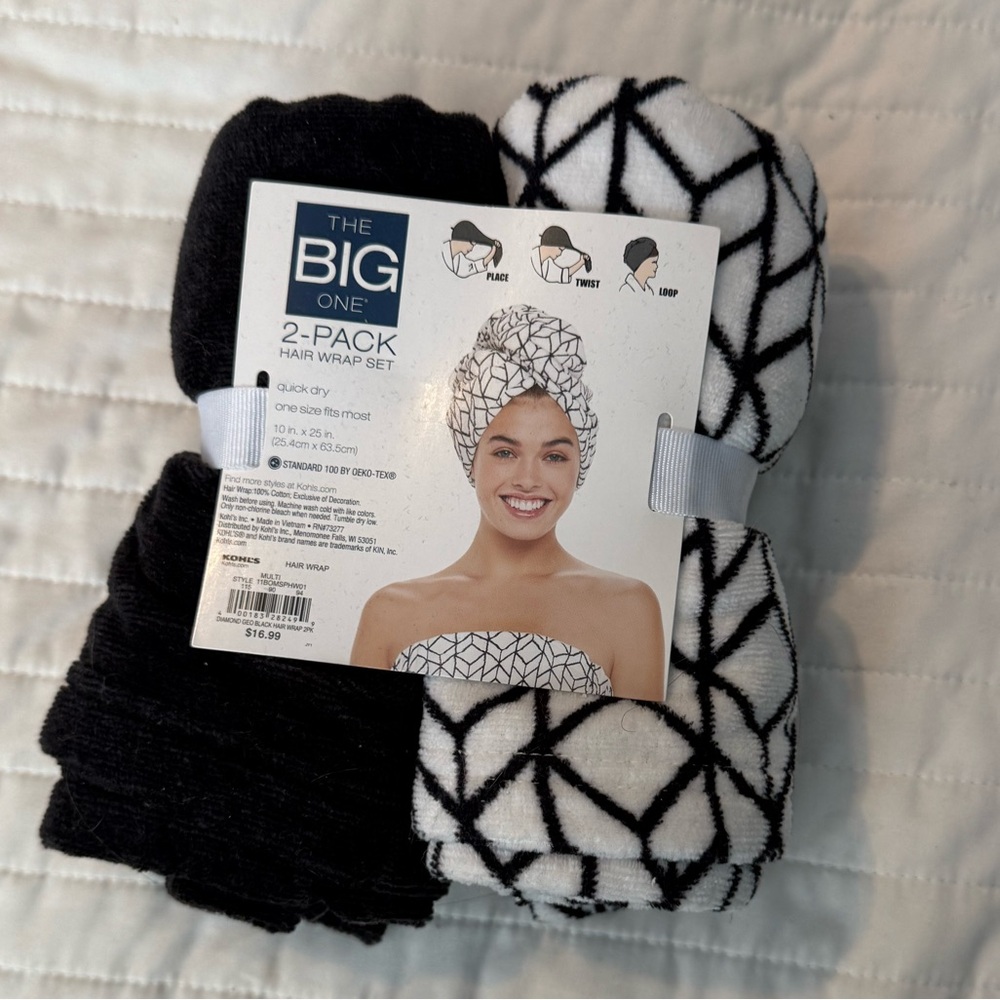 The Big One Hair Wrap Set - Black and White Pattern